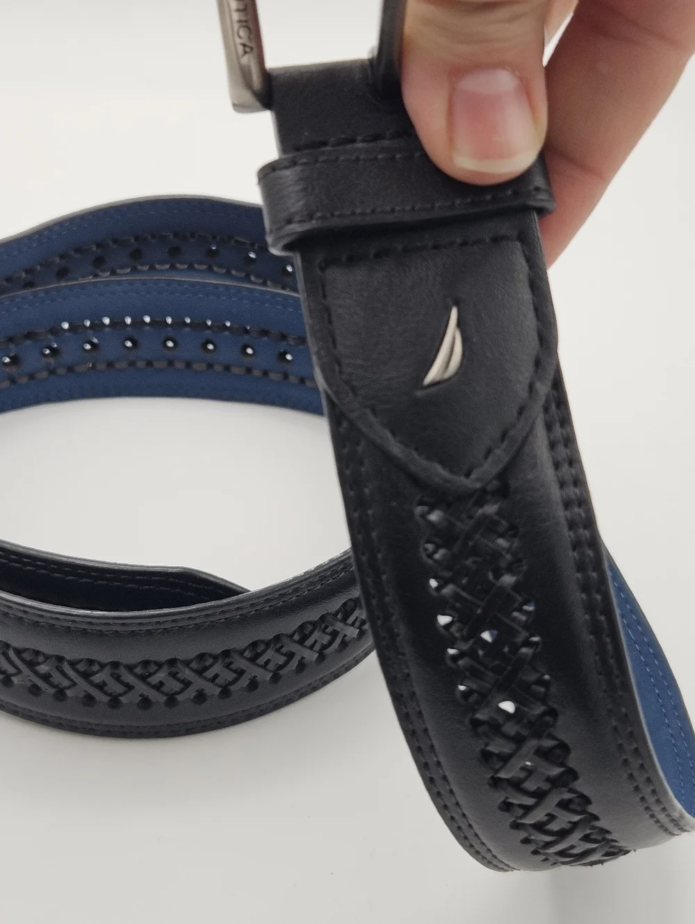 Nautica black faux leather belt size 32